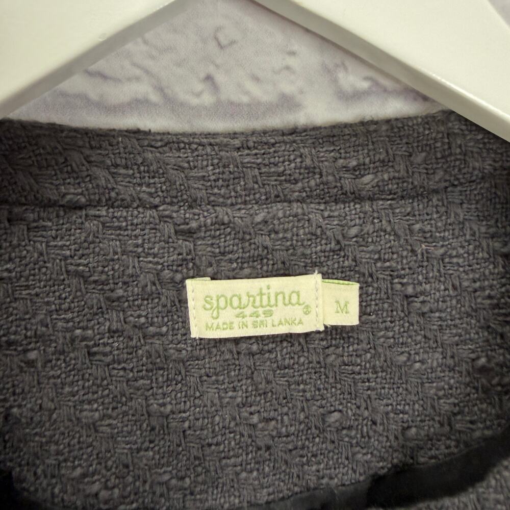 Spartina 449 Haigler Tweed Jacket Size M Black Cotton Quiet Luxury Zip - Picture 5 of 7